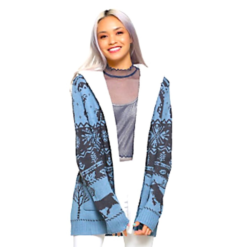 FROZEN 2 NORDIC FOLK PATTERN SHERPA OPEN CARDIGAN